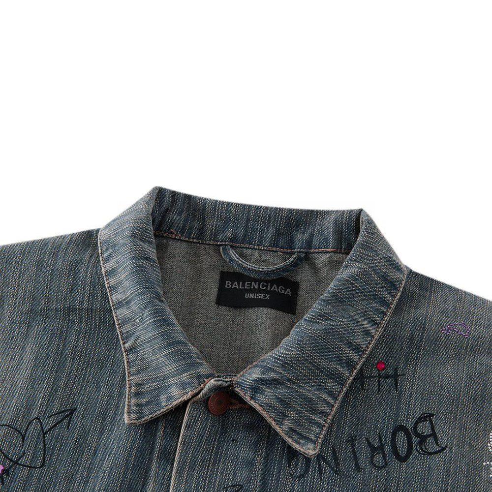Balenciaga Denim Jacket Loose Fit Men's Blue 721708TOW664036