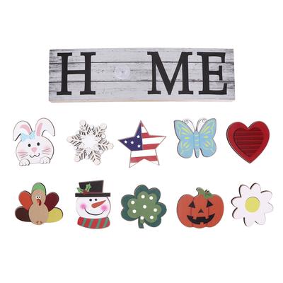 Wooden Country Home Decoration Welcome Sign Wall Decoration 10 Interchangeable Icons Letter