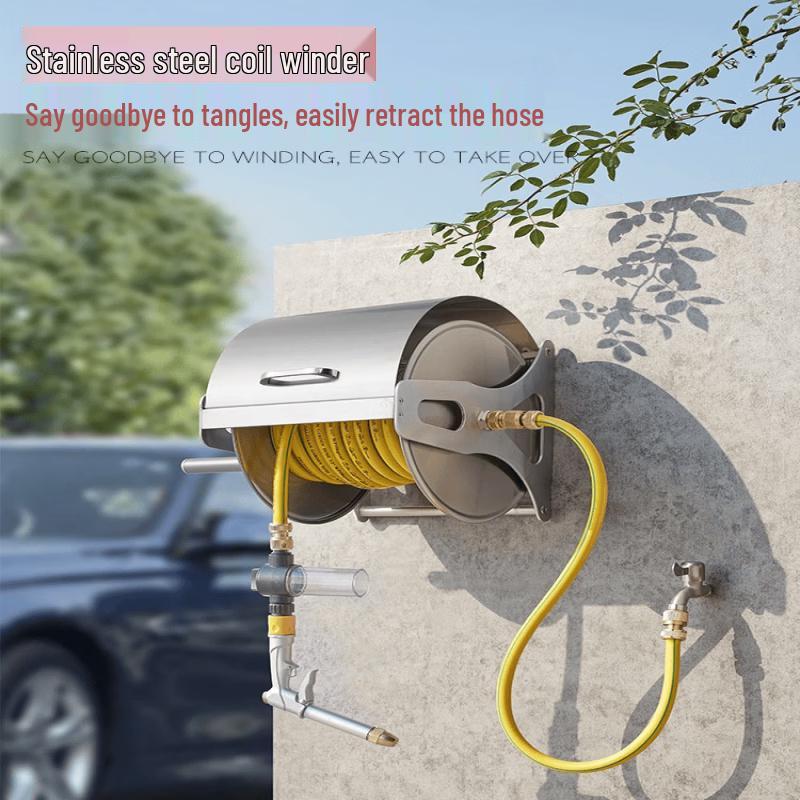 15m Blue Garden Hose Reel Kit with Cover