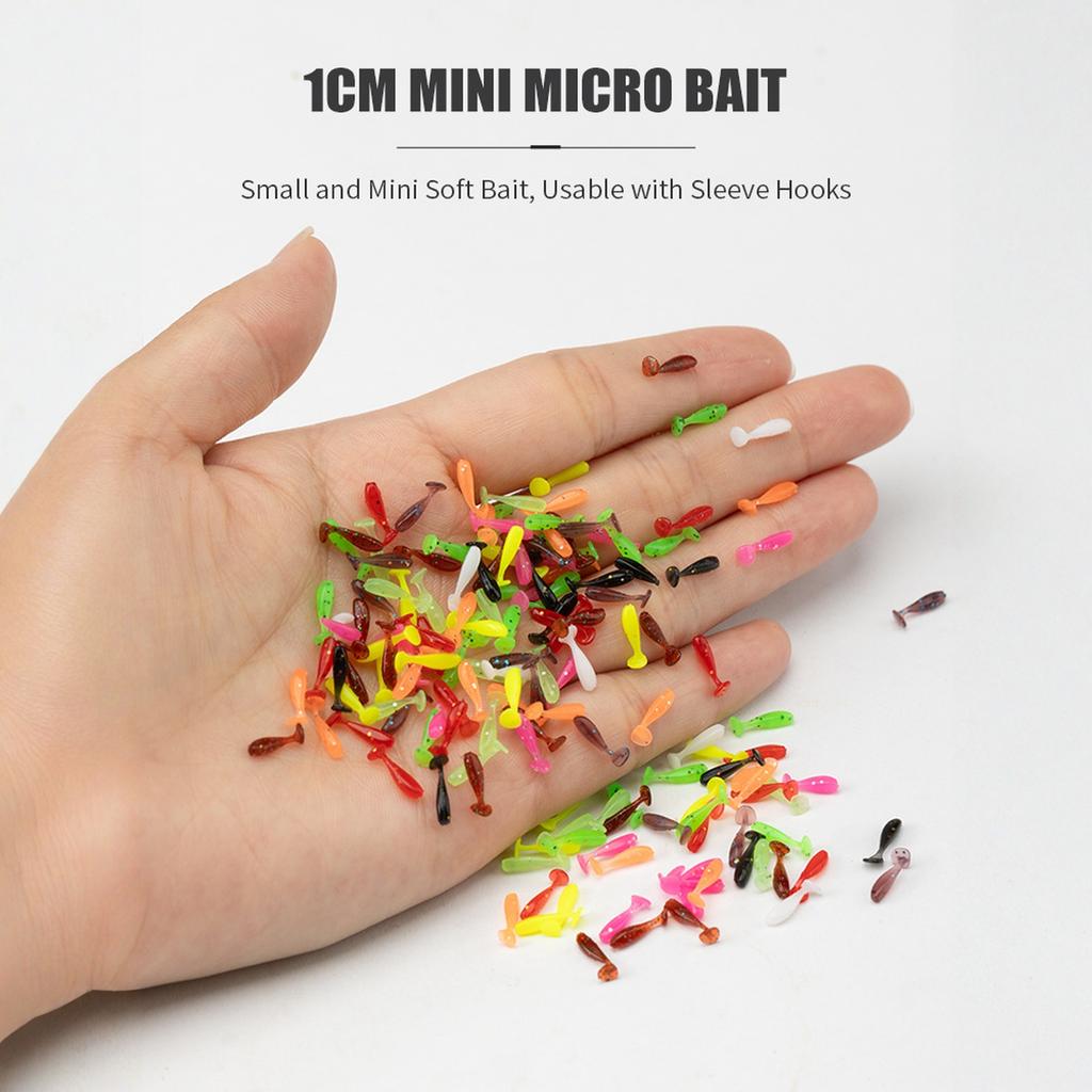 10colors Micro T-Tail Soft - Ultra Grub for Micro Jigging, Trout & Bass-Specific Lifelike Soft Worm 0.39in 0.001oz