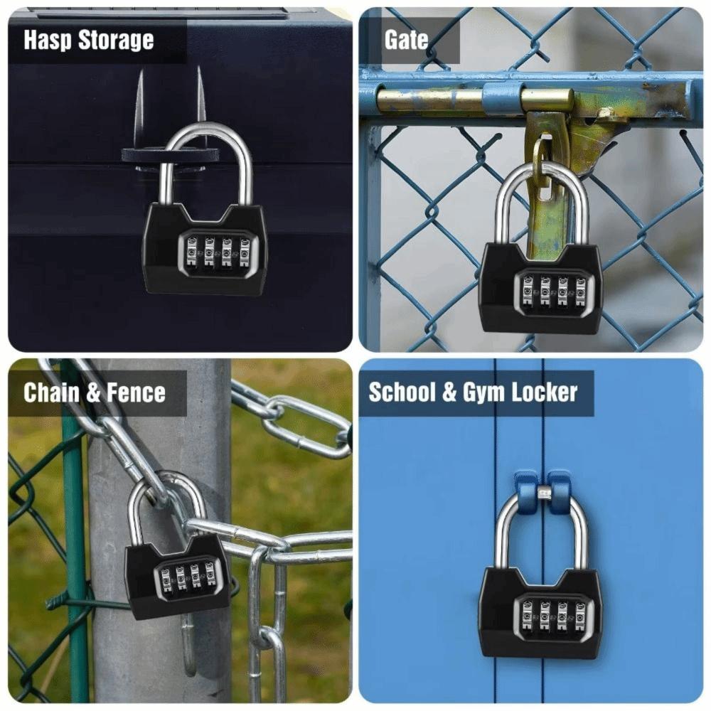 Weatherproof Protection Combination Padlock 4 Dial Digit Digit Combination Lock  Fences Cabinet