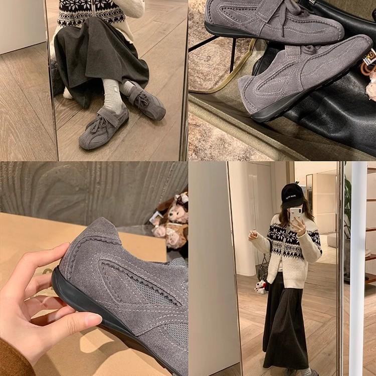 Su Yinyin Same Style~ Busan Blogger~ Retro Lace-up Velcro Flat-bottomed Sports and Leisure Shoes Women's Ballet Training Shoes