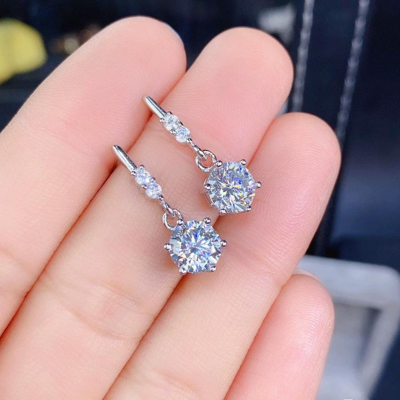 Eight Hearts & Arrows PT950 Simulated Moissanite Diamond Earrings for Women – New Hot-Selling Jewelry