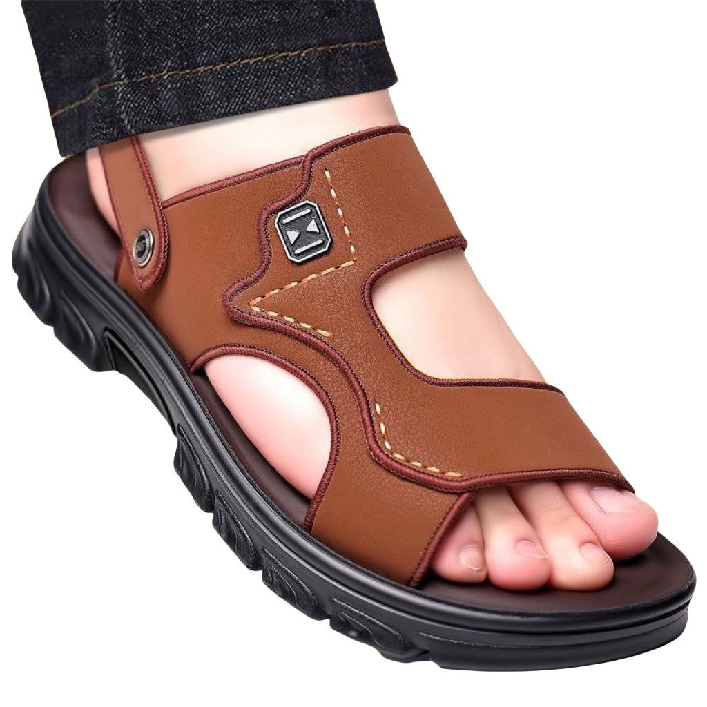Fashion Sandals men's imitation cowhide leather shoes summer 2025 anti slip and waterproof external sandals men's dual-purpose sandals