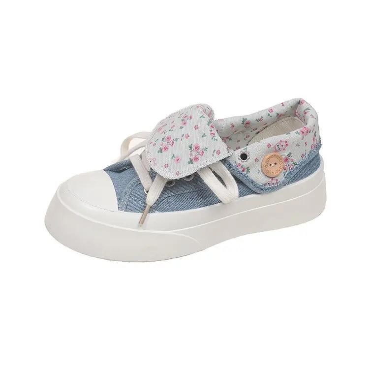 Fashion New 2025 Women's Thick Bottom Canvas Shoes Casual Two-Way Wear Spring Autumn Fashion Flat Heel Adult Polyurethane Footwear