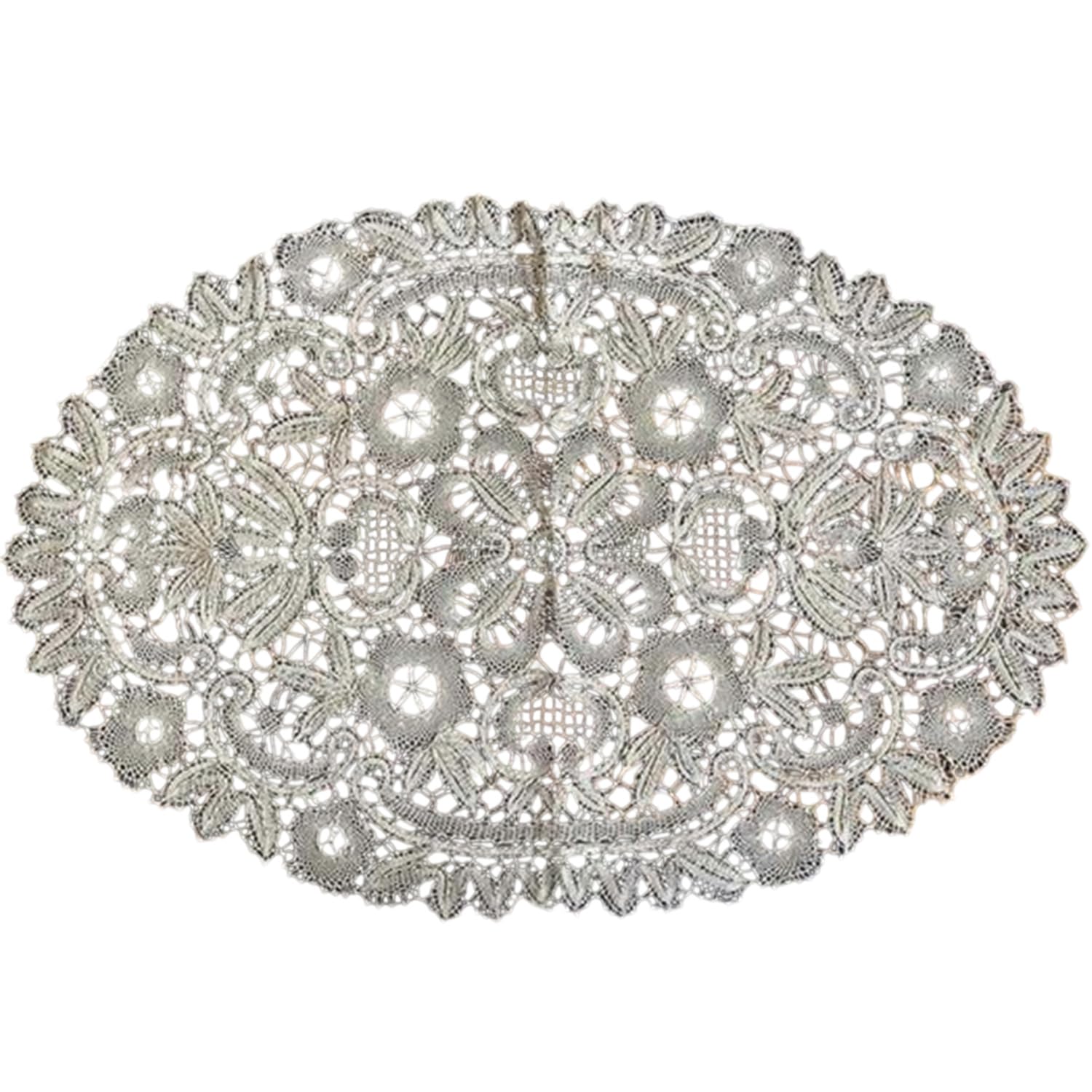 

Vivienne (Vivienne Westwood) [Table Center Oval 30 x 45cm Green Beige] Bobbin Lace Oval Table Runner Placemat Placemat for Beauty Salons and Nail Salo