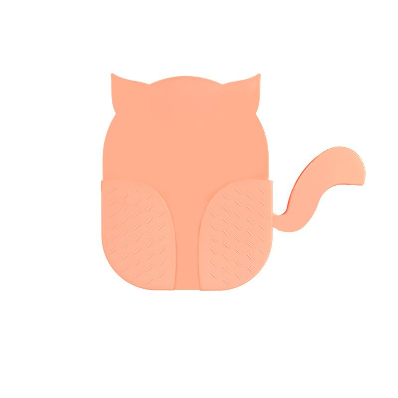

Wall Mount Remote Control Holders Organizer Self Adhesive Remote Case Holder Cell Phone Charger Holder Cat Shape Storage Box рожевий