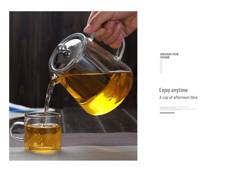 High Borosilicate Glass Teapot with Tea Filter for Office and Home Usage