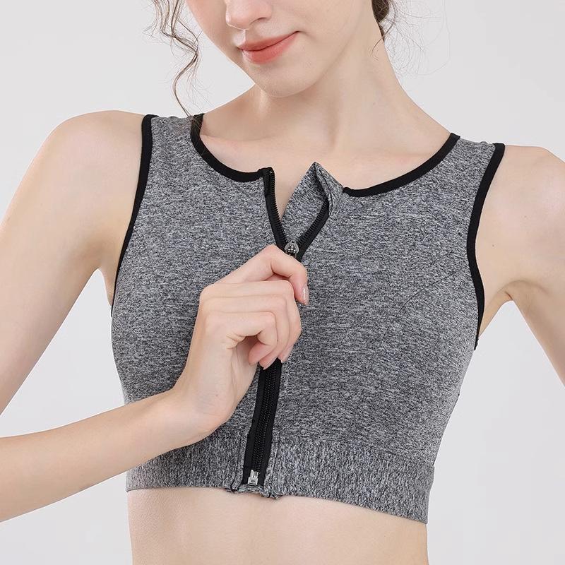 Langsha sports underwear women's summer high-intensity shaping running fitness quick-drying shock-proof front zipper vest bra