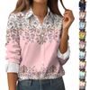 Women's Button Down Prints Shirt Long Sleeve Shirt Business Work Tops Casual With Pockets Jacket