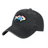 POP Logo Washed Canvas Baseball Cap Retro Colorful Embroidery Unisex Adjustable Hat Streetwear Fashion