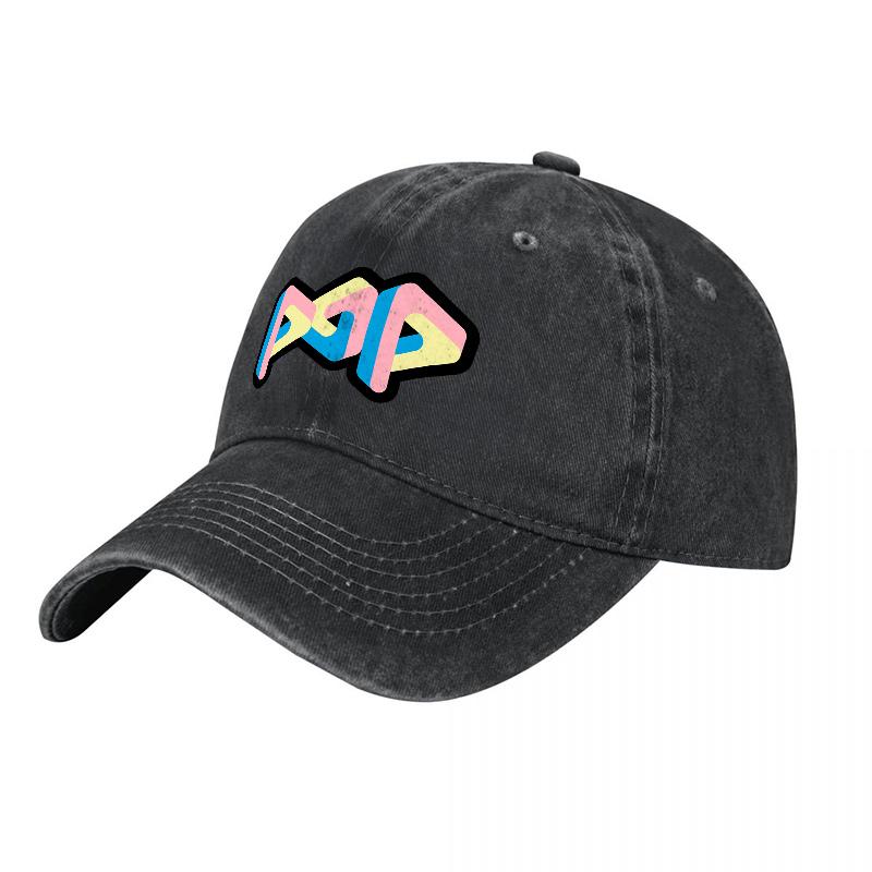 POP Logo Washed Canvas Baseball Cap Retro Colorful Embroidery Unisex Adjustable Hat Streetwear Fashion