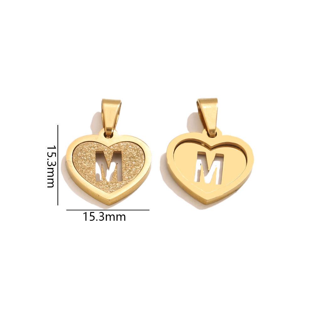 5Pcs/Bag Stainless Steel Gold-plated Heart Letter Pendant DIY Accessory Fashionable Versatile Letter Necklace Pendant