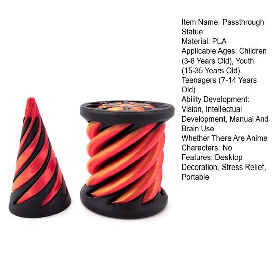 1/2Pcs Impossible Pyramid Passthrough Sculpture 3D Printed Spiral Cone Cylinder Toy Pass Through Pyramid Figurine Stress Relief Mini Pyramid Fidget