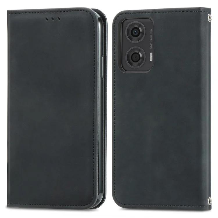 

Для Motorola Moto E14 4G / G04 4G / G04s 4G / G24 4G чехол из искусственной кожи с сенсорным экраном и подставкой - черный