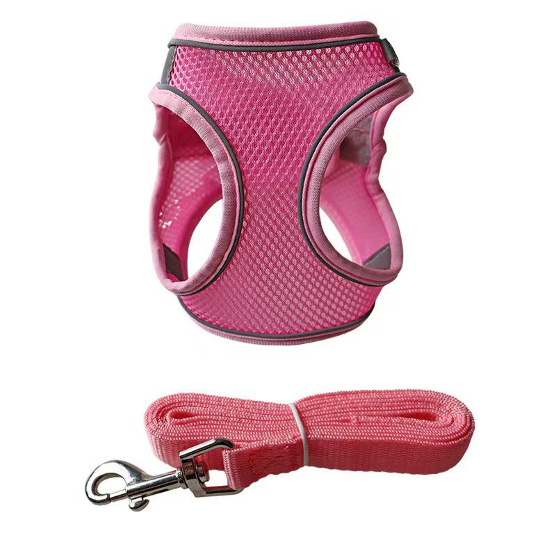 Reflective Mesh Pet Vest Harness & Retractable Leash Set for Dogs & Cats