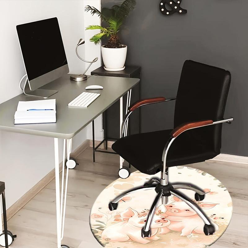 

1PC Piglets Flowers Non-Slip Floor Round carpet, Office, family, bedroom, Large Area Rug Indoor Rugs, Durable Polyester-Z0401 80cm by 80cm