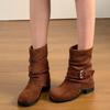 Fashion High Heels Women Hollow Short Boots 2025 New Autumn Fad Buckle Shoes Designer Chelsea Ankle Boots Dress Pumps Zapatillas Mujer