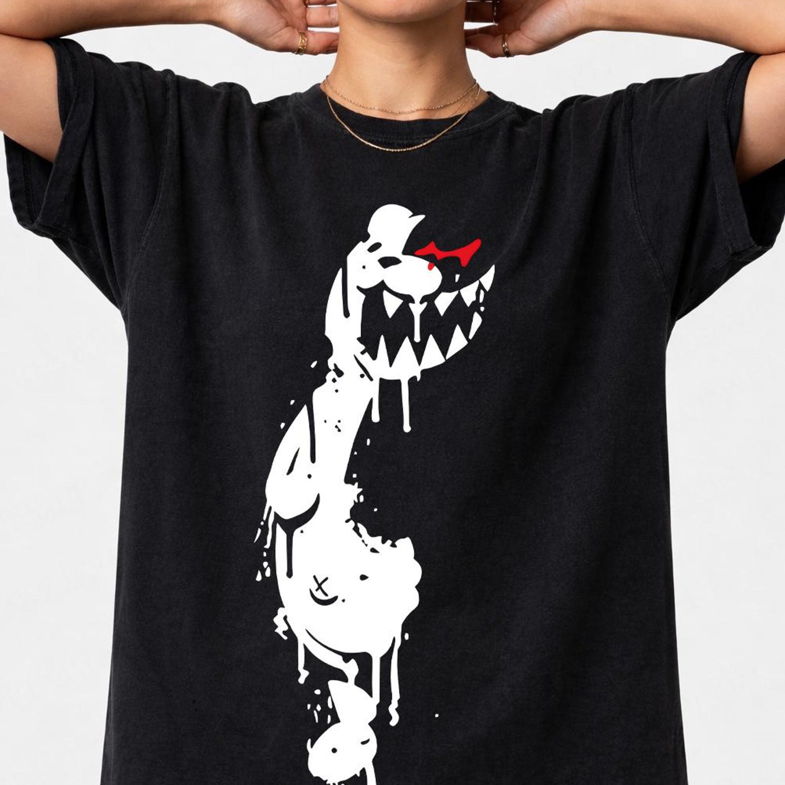 Monokuma Danganronpa Shirt, Anime Horror Game Tee, Funny Villain Otaku Gamer T-Shirt 4XL