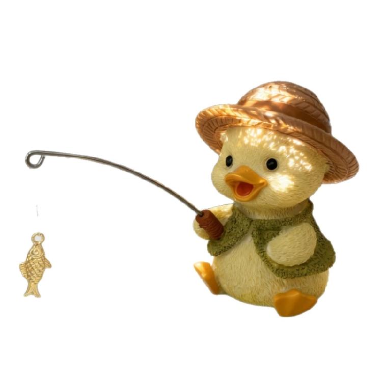 

Fishing Duck Aquarium Ornaments Fisherman Resin FishTank Decoration Easy to Install FishTank Accessories