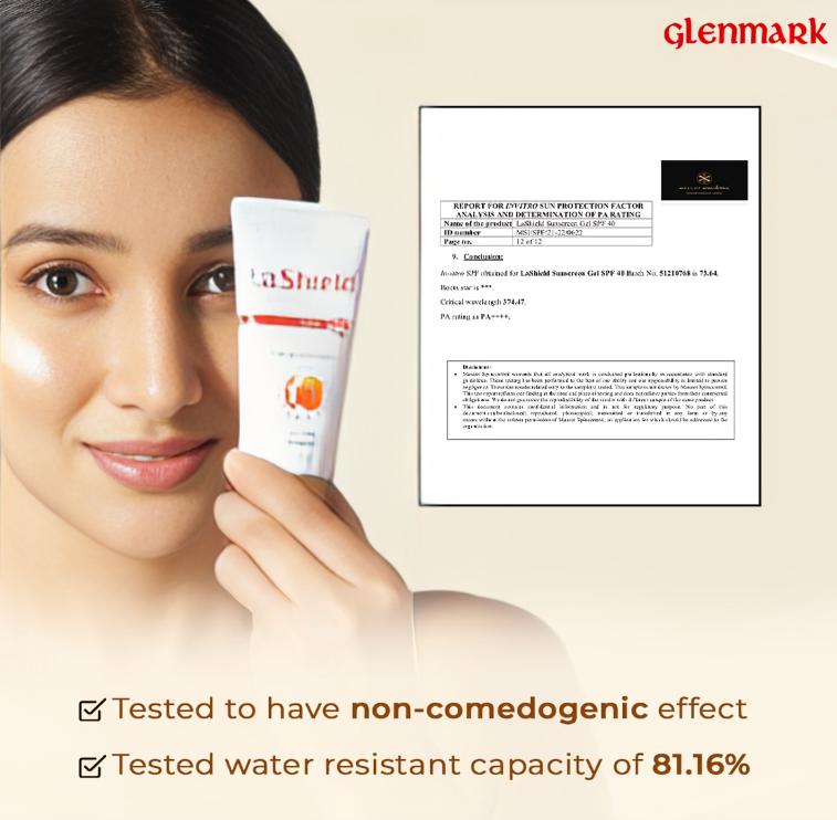 La Shield SPF 40 PA+++ Mineral Sunscreen Gel, Superior Matte Finish, Oil-free Lightweight, No white cast, For Acne Prone, Oily or sensitive skin