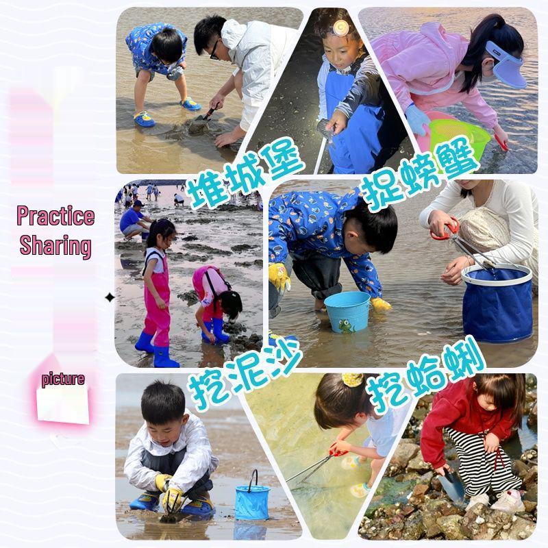 Tide-Chasing Beach Set: Kids' Sand Digging & Clam Equipment - Shovel, Crab Clips, Rake