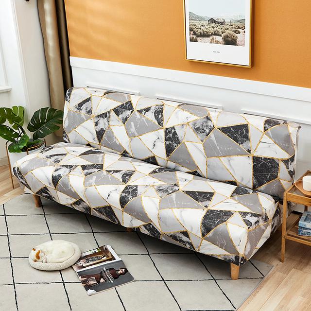 Folding Sofa Furniture Bed Cover Sofa Protective Covers Spandex Stretch Elastic Material Double Chair Cover Slipcovers Living Space Geometric Print