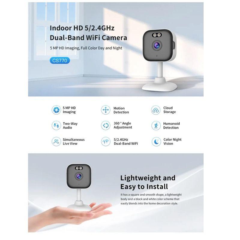 ABUO-3MP Security Camera Dual Band 2.4G 5G WIFI IP Camera AI Humanoid Detection Home Security CCTV Baby Monitor