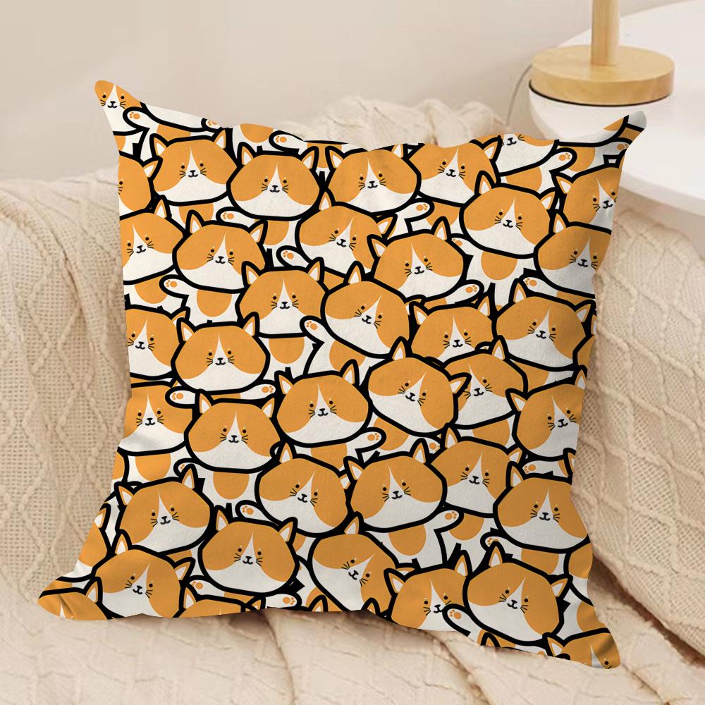 Cute cartoon Dog Face pattern Cushion Cover Silky Short Plush Invisible Zipper Dustproof Sofa Pillow Case for Home Decor