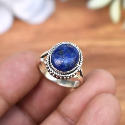 Lapis Lazuli drahokam ručně vyrobený designový prsten, bohémský prsten, Statement Ring, dárek pro ni, stříbrný prsten 925