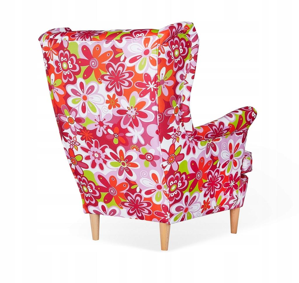 ARI PRINT Wing Chair with Footrest Scandinavian Family Furniture Pink Barbi