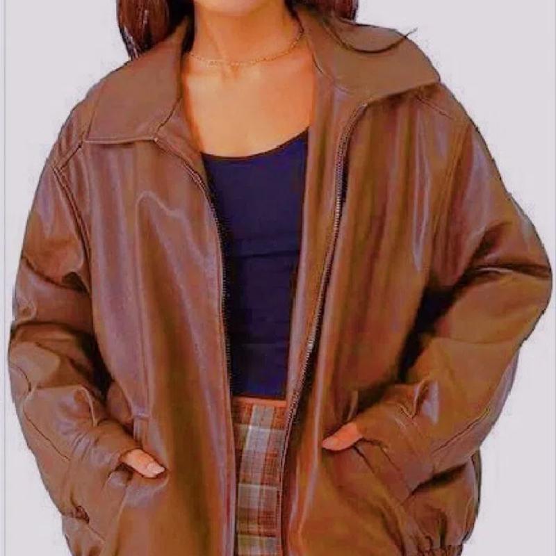 

Womens Oversized Leather Jackets Faux Suede Fall Fashion Motorcycle Coats Winter Outfits Clothes 2026 XXL світло-коричневого кольору