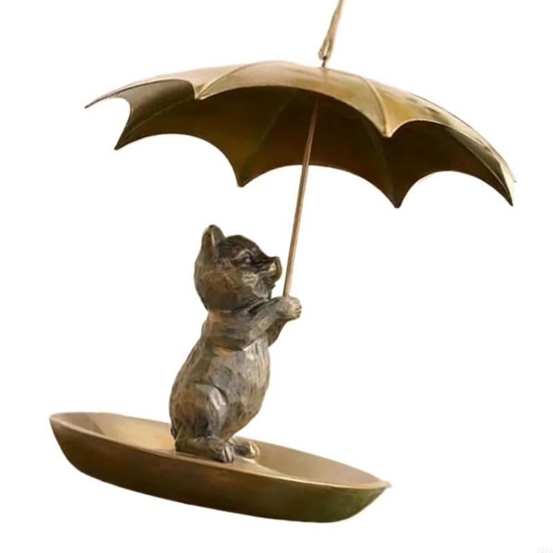 Rust Resistant Hanging Bird Feeder Animal Design With Umbrella Top Large Capacity Container For Backyard Wildlife