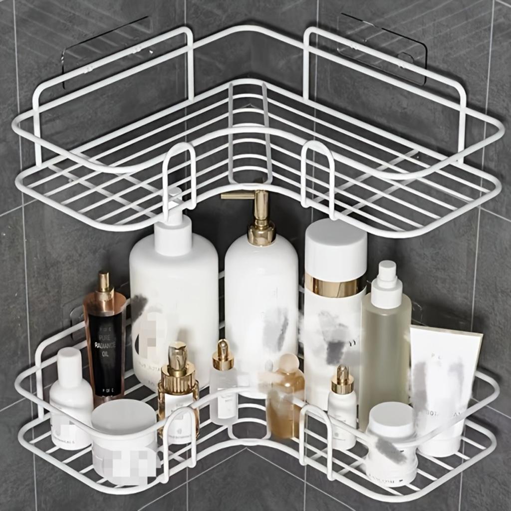 Anti Rust Stainless Steel Wall Mounted Shower Rack with Multiple Compartments, Wall Mounted Bathroom Storage Rack,shampoo, Conditioner,cosmetics Shelf