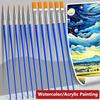 10/50PCS Long Rod Set Oil Painting Brush Acrylic Painting Brushes  Painting Beginners
