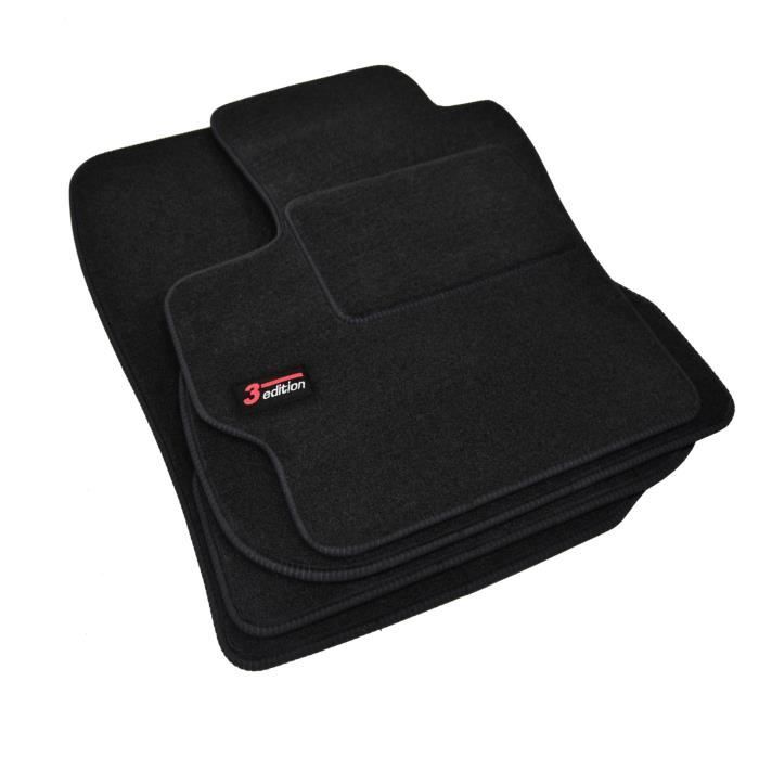 Tapis de sol - Logo - Mazda 3 - Velours noir - 4 pièces - Ajustement précis