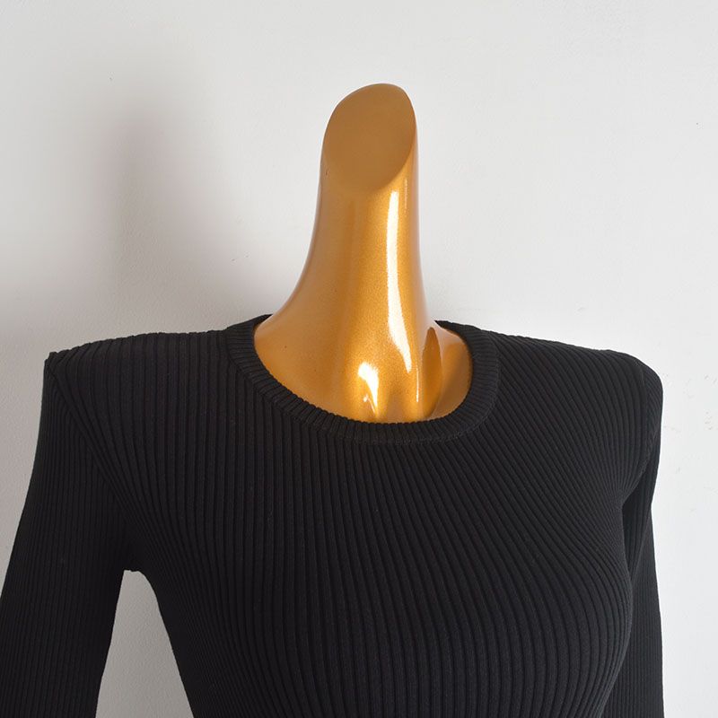 French Style Vintage Ruffled Splicing Knitwear Women's Spring & Fall New Arrival Silm Slimming and Short Pullover Bottoming Shirt Tops