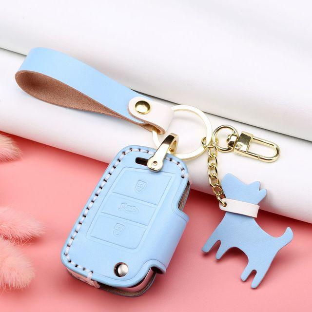 For Volkswagen VW Passat B8 Polo Tiguan Skoda Superb KODIAQ Leather Car Key Case Cover Car Remote Key Holder Fob Shell Accessory