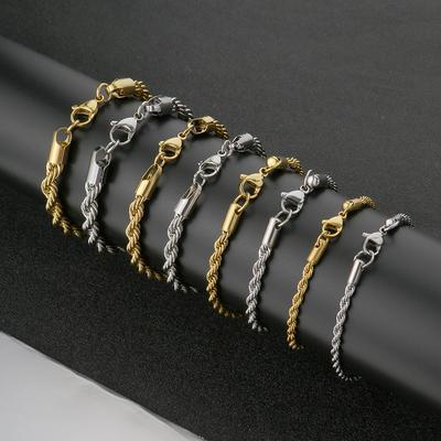 Braccialetto a Corda Intrecciata, Popolare Semplice Oro Acciaio Inossidabile Catena Intrecciata Gioielli da Uomo e da Donna