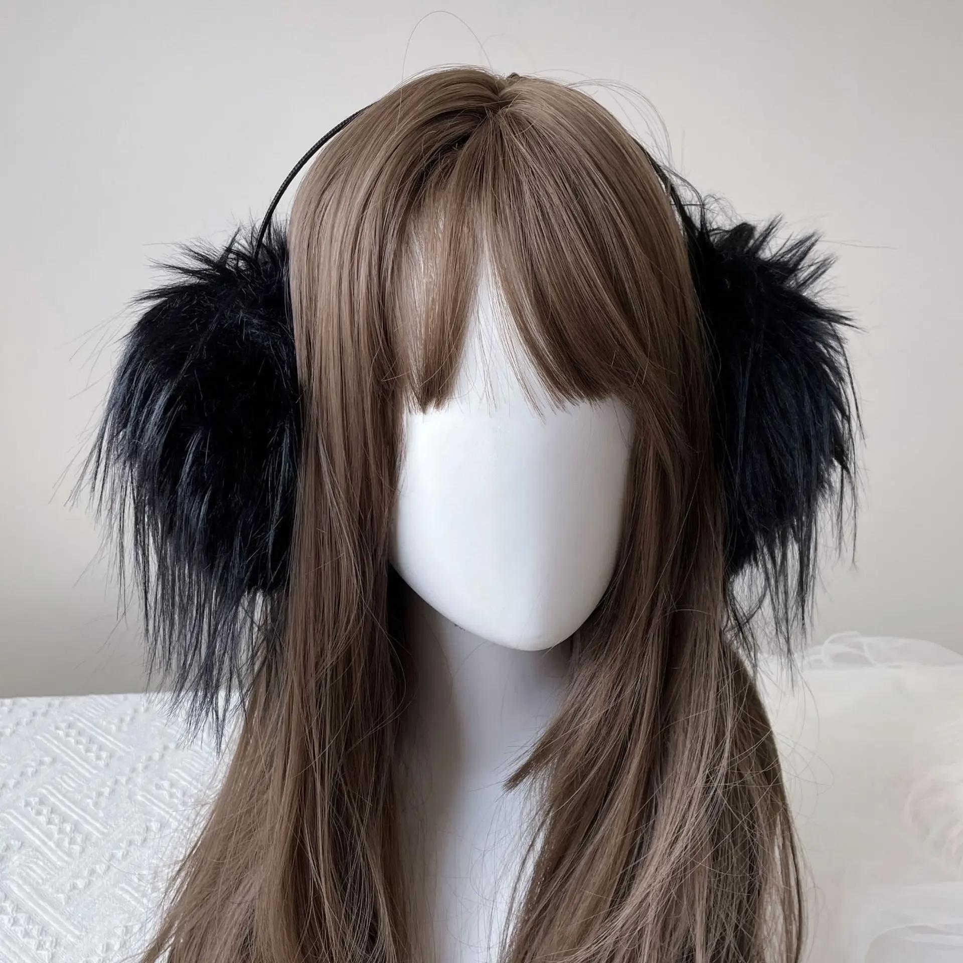 

Плюшеві теплі навушники з довгим волоссям JK Жіноча гумка для волосся Навушники Беруші Велосипедні морозостійкі пухнасті зимові навушники