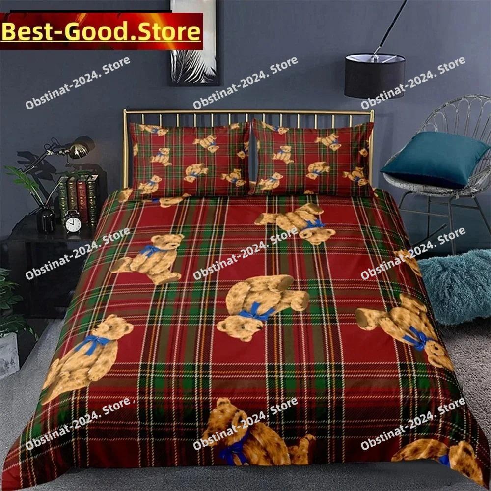 Set da letto con motivo orsacchiotto semplice copriletto federa cartone animato tessile per la casa decorazione camera da letto bambini adulti