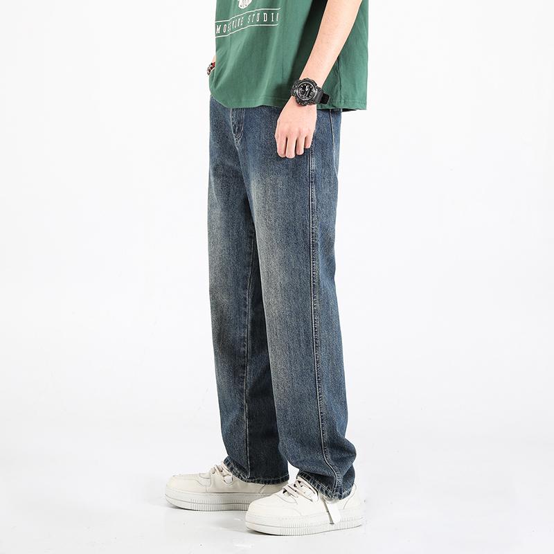 Straight Jeans Plus Size Wide Legs Pants Spring Autumn Men's Loose Casual Drape Trousers