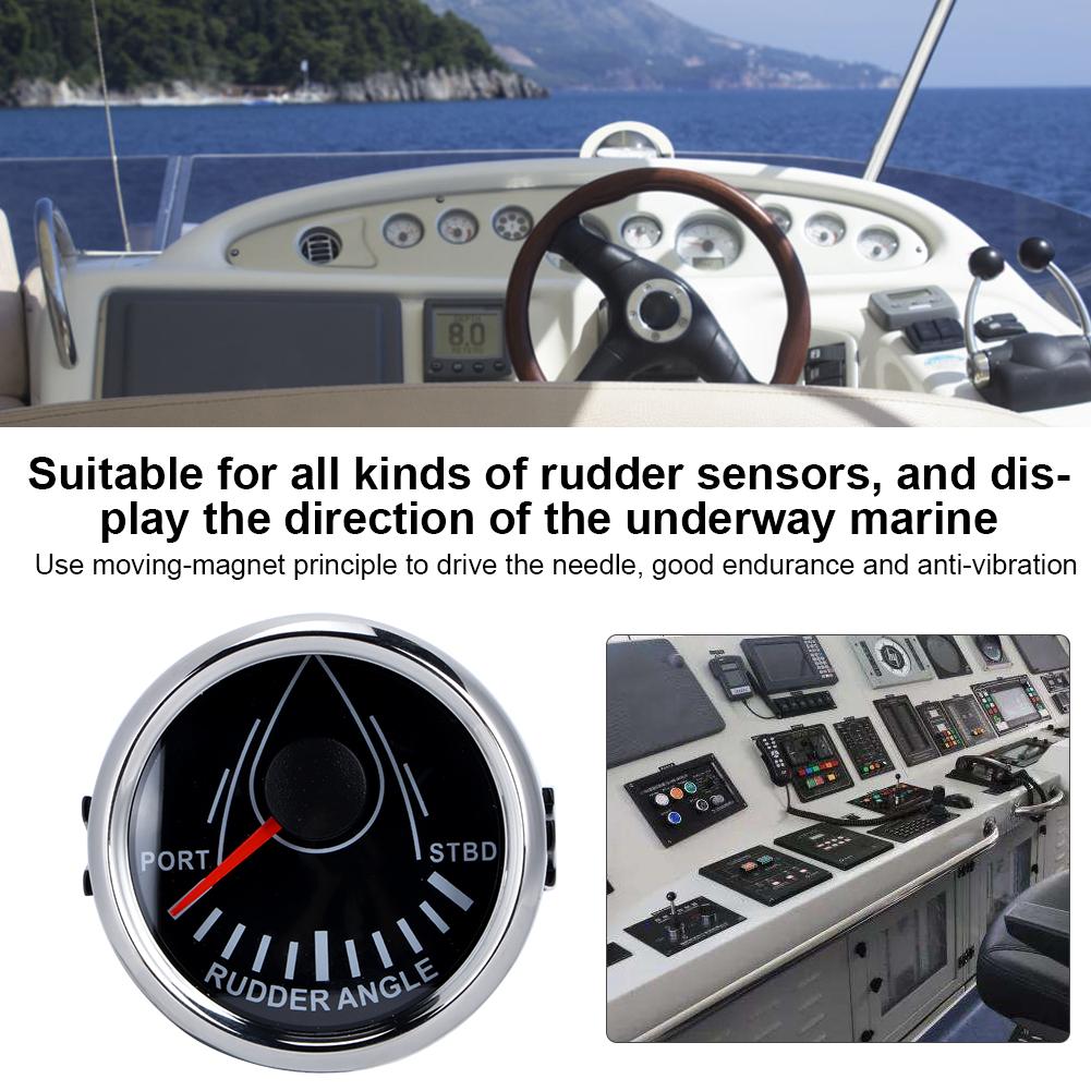 52mm Universal Boat Rudder Angle Indicator 0 190ohm Signal with Rudder Sensor 9 32V Backlight Gauge for Boat YachtBlack