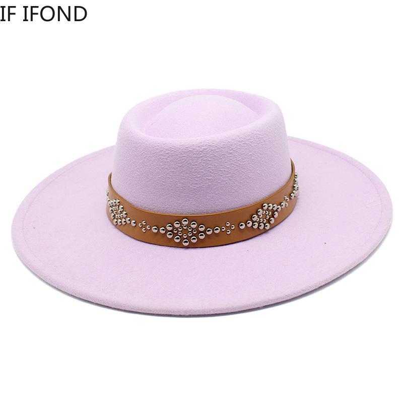 New Fedora Hats For Women 9.5cm Wide Brim Khaki Black Felted Dress Hat Panama Church Men Jazz Hat Sombreros De Mujer