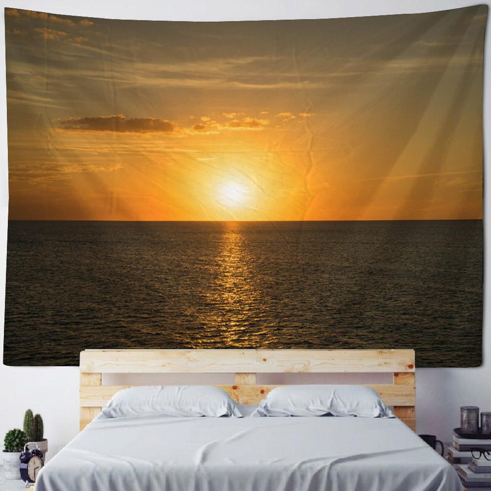 Oceano, Alba, Tramonto, Paesaggio a Telaio, Grande Appeso da Parete, Decorazione da Parete Hippie, Tessuto di Sfondo, Decorazione Artistica per la Casa