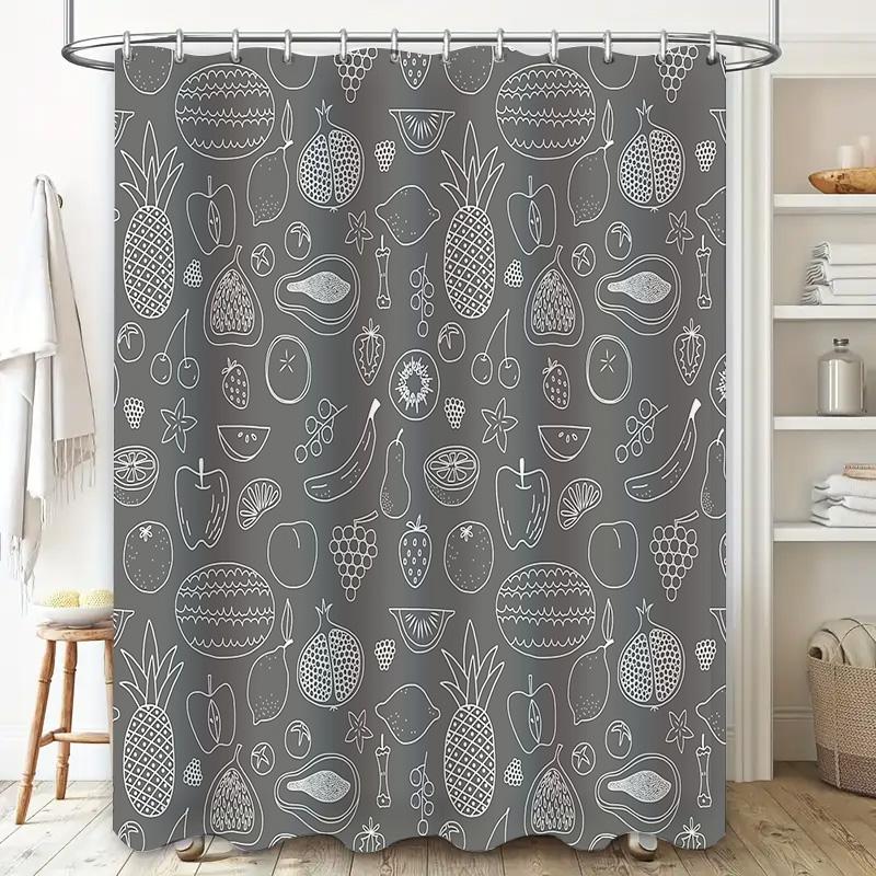 Fruit Pattern Shower Curtain Tropical Leaves Botanical Nature Bathroom Decor Waterproof Fabric Backdrop Vintage Farmhouse Style