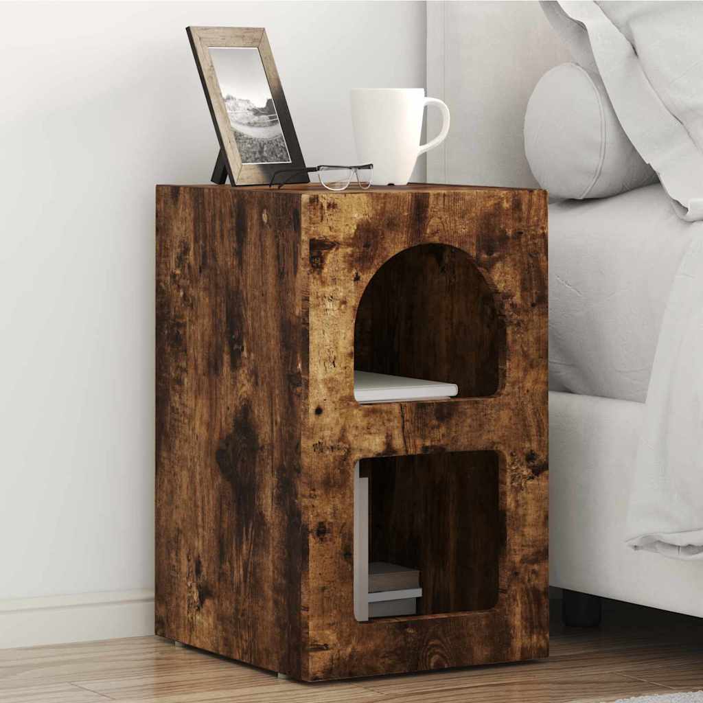 Nightstand Smoked Oak 29.5 X 33.5 X 50 Cm Engineered Wood