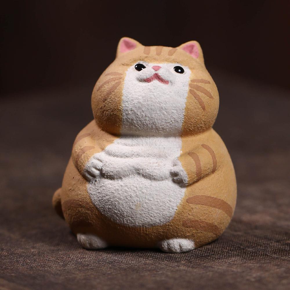 

Yixing Purple Clay Orange Cat Tea Pet Antique Lucky Model Tea Figurine Play Toys Tea Statue Ornaments Accessories Craft