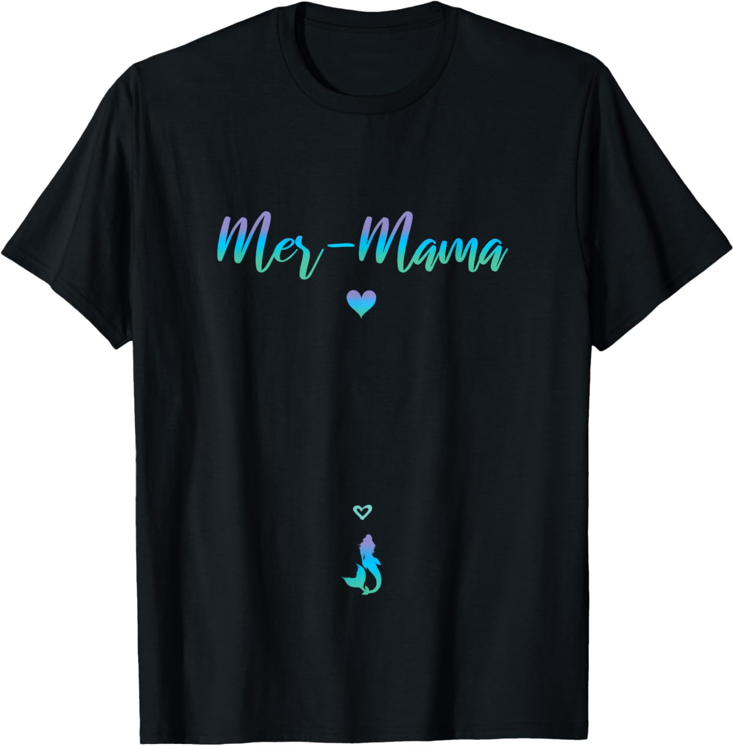 Pregnant Mermaid Mom Mer-Mama Pregnancy Reveal T-Shirt S