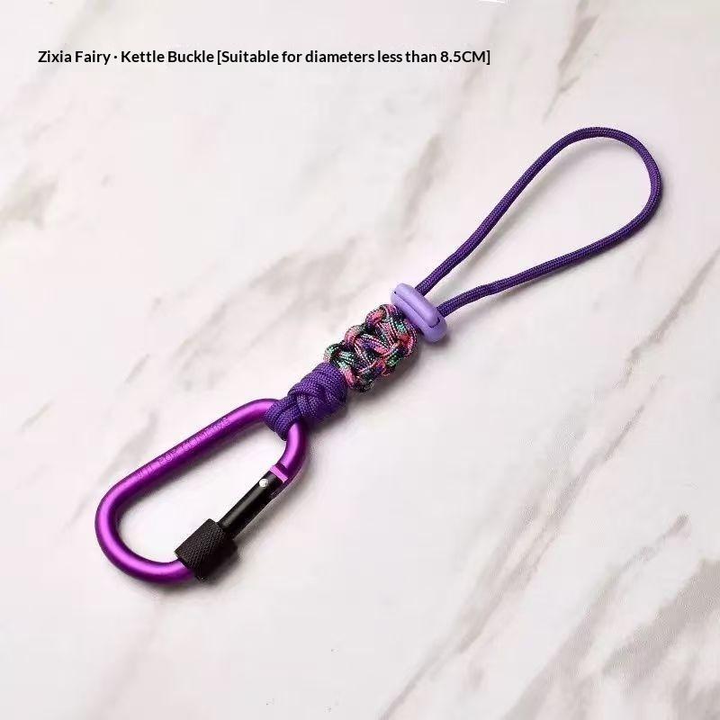 

Portable Water Bottle Lanyard Backpack Pendant Keychain Travel Mountaineering Essential Water Bottle Buckle Hanging Purple
